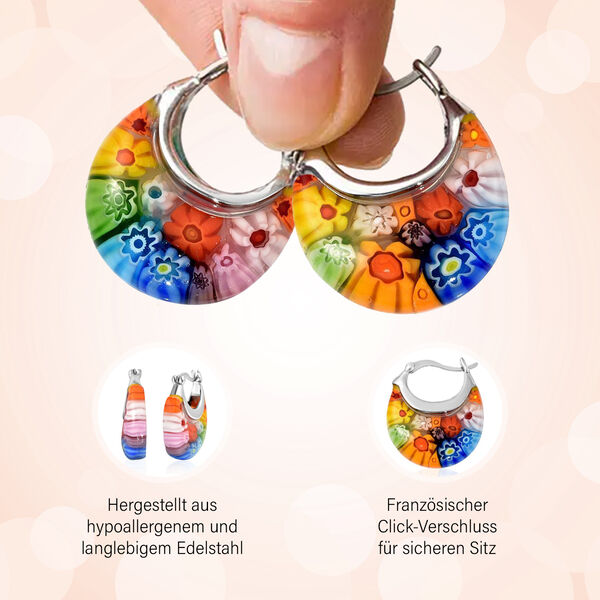 4er-Set Huggie-Ohrringe im Murano-Stil image number 8