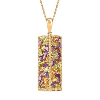 GP Italian Garden Kollektion - AA Multi-Edelstein und blauer Saphir Anh&auml;nger mit 50cm Kette - 3 ct.