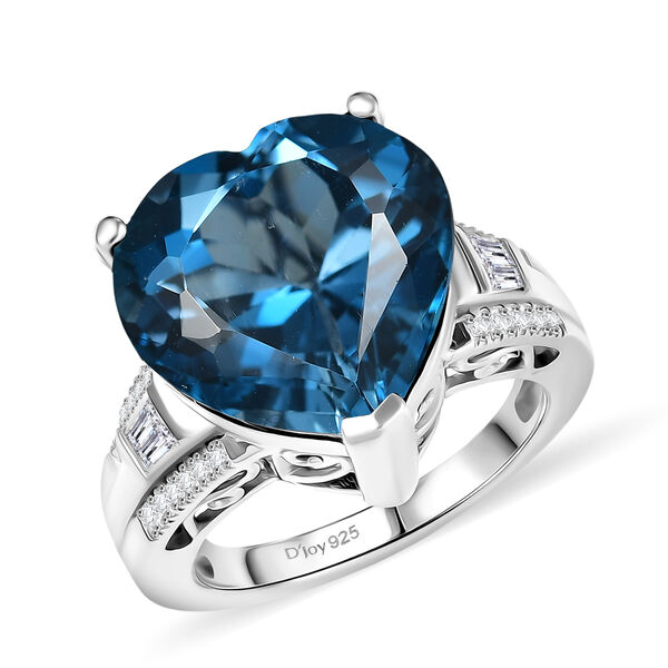 D'Joy London Blautopas und Moissanit Ring - 14,06 ct. image number 4