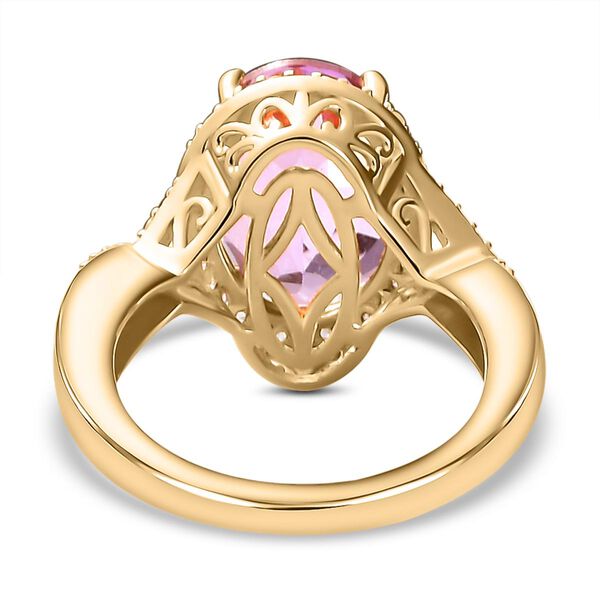 Rose De France Amethyst und wei&szlig;er Zirkon-Ring, 925 Silber vergoldet  ca. 5,51 ct image number 6