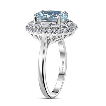 Luxuriant - AAA Aquamarin, Lab Grown Diamant Ring 417 Gold (Gr&ouml;&szlig;e 17.00) ca. 3.03 ct