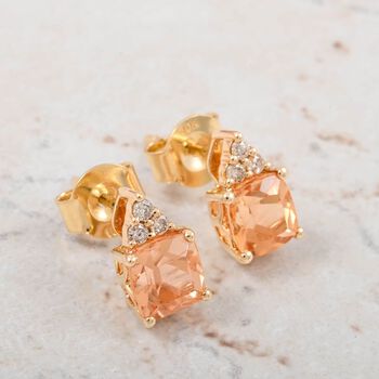 LUXORO zertifiziert und gepr&uuml;ft AAA kaiserliche Topas und Diamant Ohrringe in 417 Gold - 1,59 ct.