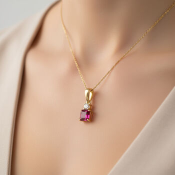 D'Joy AA afrikanischer Rubin und Moissanit Anh&auml;nger mit 50cm Kette - 1,74 ct.