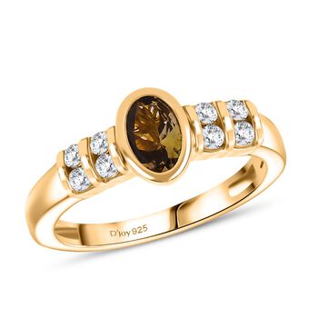 D'Joy AA nat&uuml;rlicher, goldener Tansanit und Zirkon Ring - 0,79 ct.