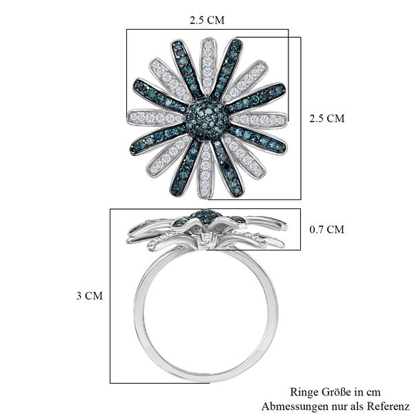 D'Joy blauer und wei&szlig;er Diamant Ring und Anh&auml;nger mit 50cm Kette image number 14