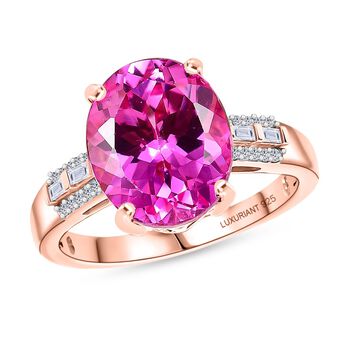 LUXURIANT AAA Labor Rosa Saphir und Moissanit Ring - 6,51 ct.