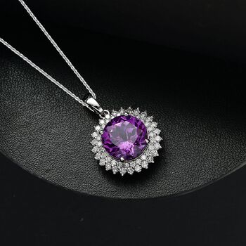 AAA Lab Grown Lila Saphir, Lab Grown Diamant Schmuckset ca. 45 cm 417 Gold, 417 Gold Wei&szlig;gold Vergoldet ca. 4.48 ct