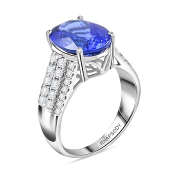 RHAPSODY zertifiziert und gepr&uuml;ft AAAA Tansanit und VS-EF Diamant Ring in 950 Platin - 6,60 ct.