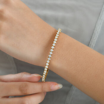 D'Joy Moissanit 18cm Armreif, Edelstahl und 925 Silber 750 Gelbgold Vermeil - 8,16 ct.