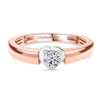 LUXURIANT SI-GH Labor Diamant Ring, 925 Silber rhodiniert und 750 Ros&eacute;gold Vermeil  - 0,20 ct.