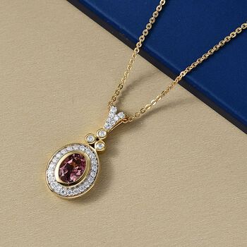 D'Joy AA Cruzeiro Blush Turmalin und Moissanit Anh&auml;nger mit 50cm Kette - 0,94 ct.