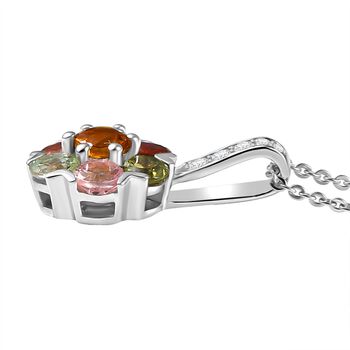 D'joy Mehrfarbiger-Turmalin Anh&auml;nger mit Kette ca. 50 cm, 925 Silber platiniert ca. 1.49 ct
