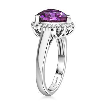LUXURIANT DIAMOND- zertifiziert und gepr&uuml;ft AAA Labor Lila Saphir und Labor Diamant Ring in 417 Wei&szlig;gold - 3,87 ct.