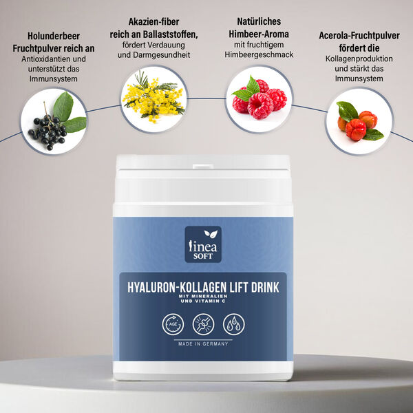 Linea Soft 3er-Set Hyaluron und Collagen Anti-Aging Lift Drink 300 gr - 30 Tage Kur image number 3