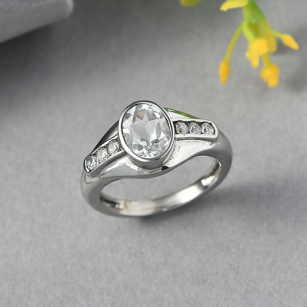 EVER TRUE Wei&szlig;er Topas, Wei&szlig;er Zirkonia Ring 316L Edelstahl (Gr&ouml;&szlig;e 18.00) image number 2