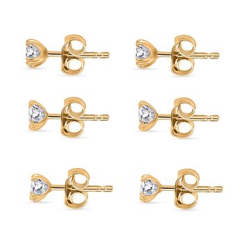 D'Joy 3er-Set Moissanit Ohrringe, 925 Silber 750 vergoldet - 2,58 ct.
