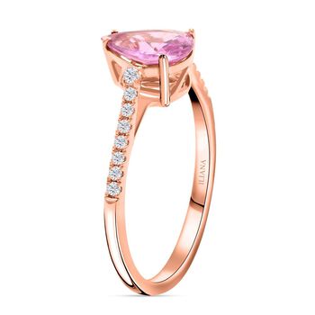 ILIANA AAA Rosa Saphir, Wei&szlig;er Diamant AGI zertifiziert und gepr&uuml;ft Ring 750 Rosa Gold (Gr&ouml;&szlig;e 18.00) ca. 1.25 ct