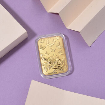 999er Goldfolie mit Rosen- und Schmetterlingsmotiven, 10mg, 3,1x4,5cm