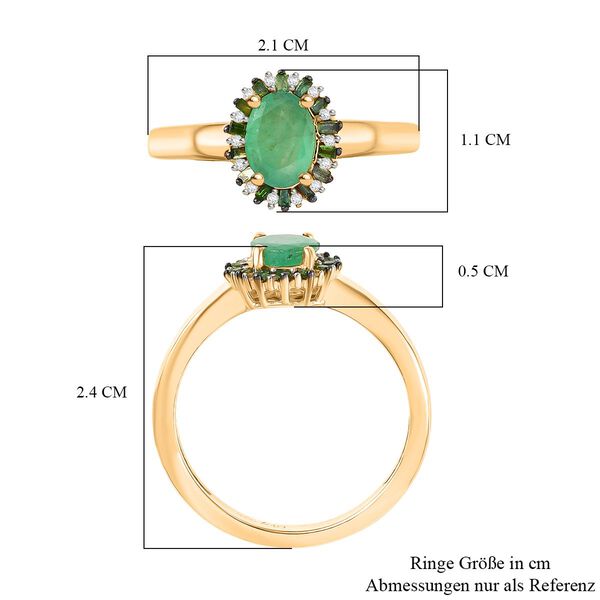 D'Joy Kagem sambischer Smaragd, gr&uuml;ner Diamant und Zirkon Ring - 0,91 ct. image number 7