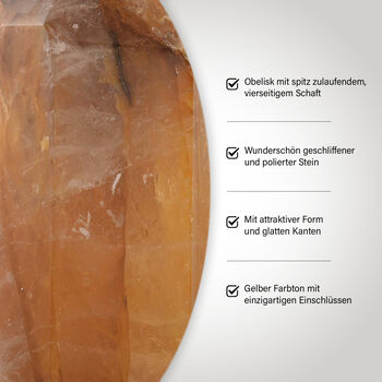 Gelber H&auml;matoid-Quarz Obelisk, Medium - 2560 cts.
