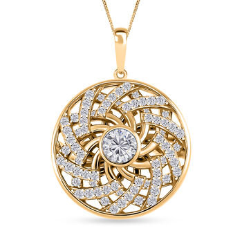 D'Joy Moissanit Anh&auml;nger mit 45cm Kette, 925 Silber vergoldet - 1,60 ct.