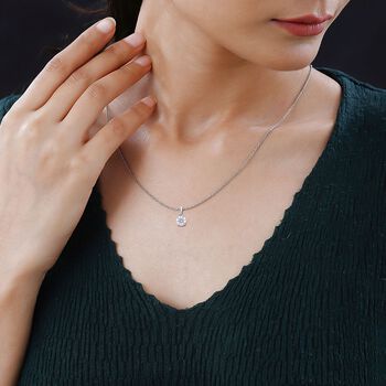 LUXURIANT SGL zertifizierter SI-GH Labor Rund-Diamant Anh&auml;nger mit 50cm Kette, 925 Silber rhodiniert - 1 ct.