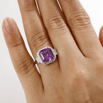 LUXURIANT DIAMOND- zertifiziert und gepr&uuml;ft AAA Labor Lila Saphir und Labor Diamant Ring in 417 Wei&szlig;gold - 6,23 ct.