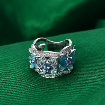 GP Trionfo Kollektion - Tansanit, Blauer Apatit Ring 925 Silber rhodiniert (Gr&ouml;&szlig;e 18.00) ca. 1.61 ct