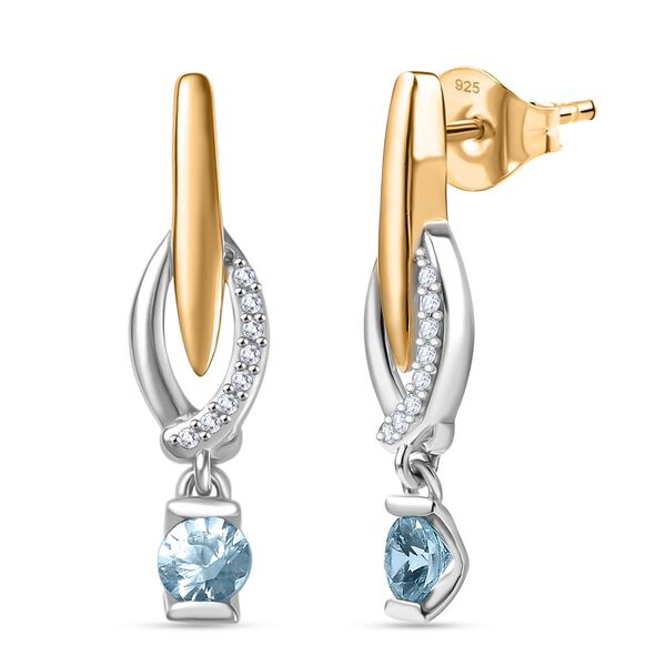 D'Joy blauer Zirkon zweifarbiger Ring und Ohrringe image number 9