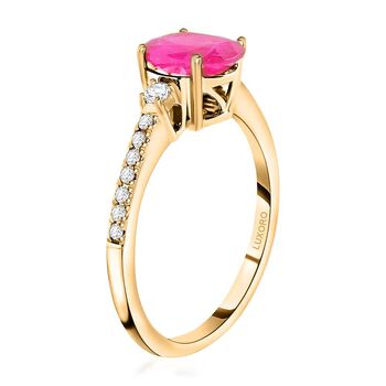 LUXORO AAA Nat&uuml;rlicher Mosambik-Rubin, Wei&szlig;er Diamant Ring 585 Gold (Gr&ouml;&szlig;e 17.00) ca. 1,60 ct