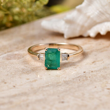 LUXORO AAA Kagem Sambischer Smaragd, Wei&szlig;er Diamant Ring 375 Gold (Gr&ouml;&szlig;e 18.00) ca. 1.73 ct