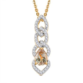 AAA Turkizit und wei&szlig;er Zirkon-Anh&auml;nger mit Kette, 925 Silber Gelbgold Vermeil ca. 1.12 ct