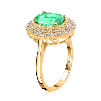 Iliana AAA Kolumbianischer Smaragd, Wei&szlig;er Diamant Ringe 750 Gold (Gr&ouml;&szlig;e 17.00) ca. 3.00 ct