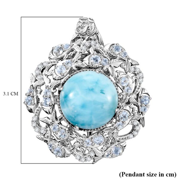Larimar, himmelblauer Topas und Zirkon Anh&auml;nger - 8,91 ct. image number 5