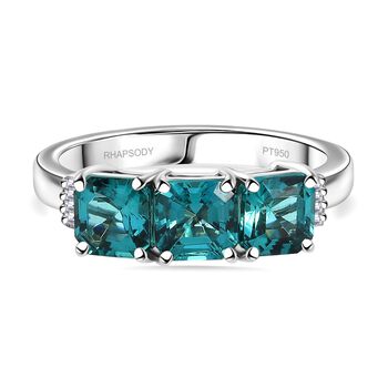 RHAPSODY - AAAA Lagunen Turmalin (ASSCHER SCHLIFF), Wei&szlig;er Diamant SGL zertifiziert Ring 950 Platin (Gr&ouml;&szlig;e 17.00) ca. 2.28 ct