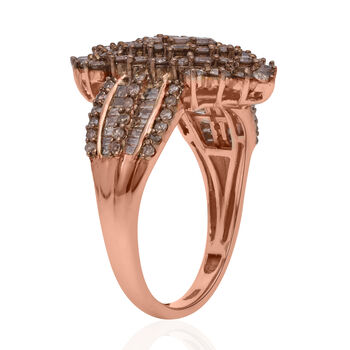 Nat&uuml;rlicher Champagner Diamant Ring, 925 Silber Ros&eacute;gold Vermeil, (Gr&ouml;&szlig;e 20.00) ca. 2.00 ct