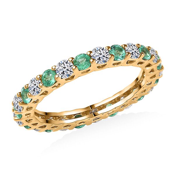 LUXURIANT SI-GH Labor Diamant und kolumbianischer Smaragd Ring in 417 Gold - 1,59 ct.