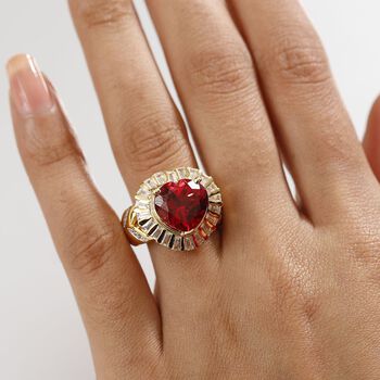 GP Amore Kollektion - Synthetischer Padparadscha Saphir, Zirkon und blauer Saphir Ring - 10,24 ct.