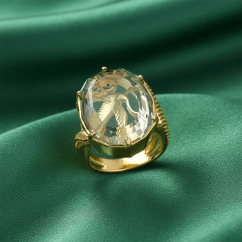 GP - AA Prasiolith, Kanchanaburi Blauer Saphir Ring 925 Silber 750 Gelbgold Vermeil (Gr&ouml;&szlig;e 17.00) ca. 16,50 ct