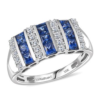 Luxuriant - AAA Ceylon-Saphir, Lab Grown Diamant Ring 417 Gold (Gr&ouml;&szlig;e 20.00) ca. 1.40 ct
