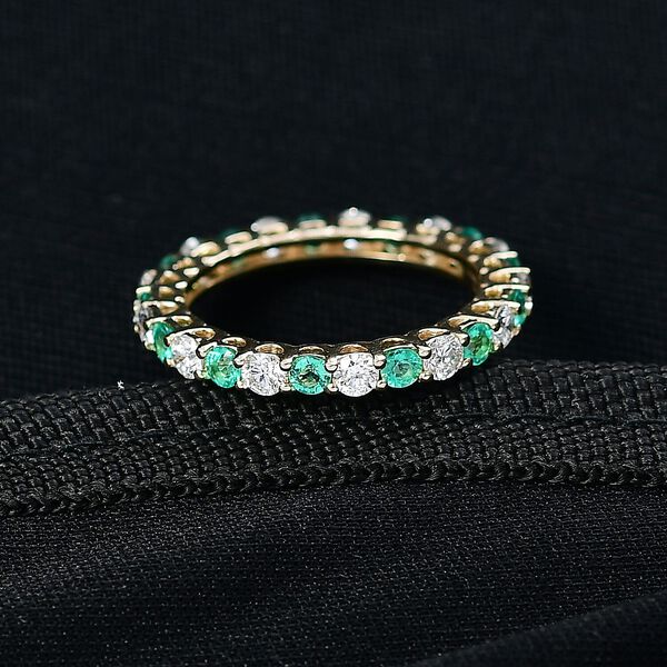 LUXURIANT SI-GH Labor Diamant und kolumbianischer Smaragd Ring in 417 Gold - 1,59 ct. image number 1