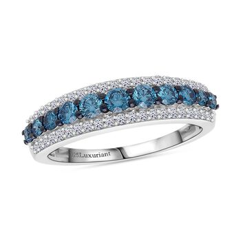 LUXURIANT SGL zertifiziertes SI-GH Labor blaues Diamant 19cm Armband und Ring