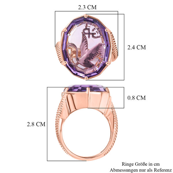 GP - AA Rose De France Amethyst, Kanchanaburi Blauer Saphir Ring 925 Silber 750 Ros&eacute;gold vermeil (Gr&ouml;&szlig;e 17.00) ca. 17,36 ct image number 8