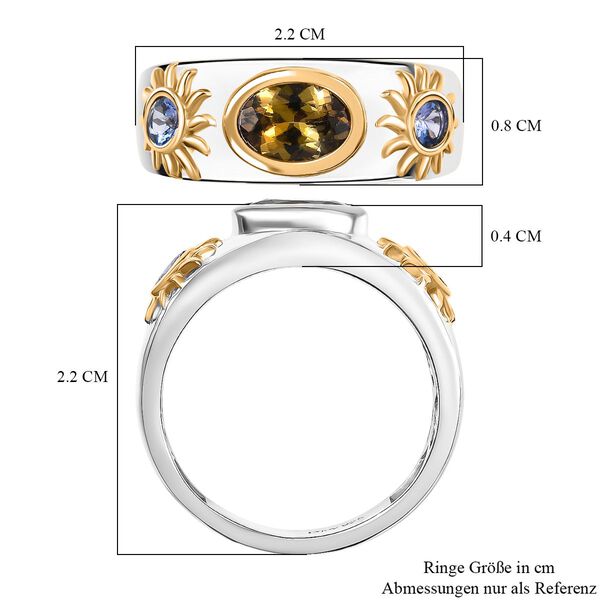 D'Joy goldener Tansanit und lila Tansanit zweifrabiger Ring und Anh&auml;nger mit 50cm Kette image number 14