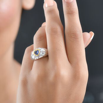 GP Celestial Kollektion- AAA Tansanit, Zirkon und Kanchanaburi blauer Saphir zweifarbiger Ring - 0,82 ct.