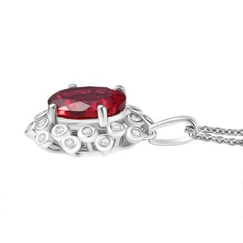 D'joy Lab Grown Padparadscha-Saphir, Wei&szlig;er Zirkon Schmuckset ca. 50 cm 925 Silber rhodiniert ca. 4.02 ct