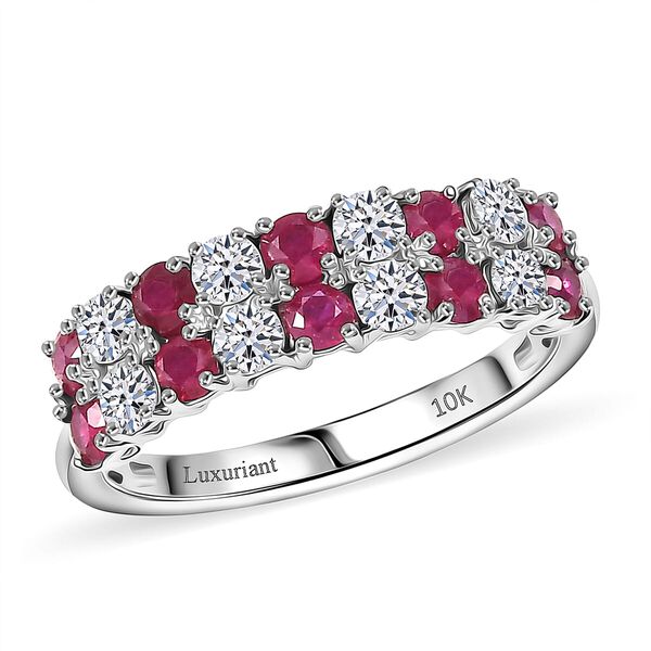 LUXURIANT AAA nat&uuml;rlicher Mosambik Rubin und Labor Diamant Ring in 417 Wei&szlig;gold - 1,51 ct.