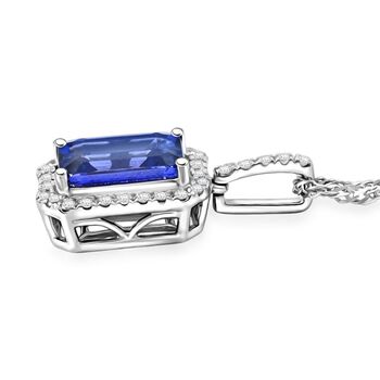 RHAPSODY zertifiziert und gepr&uuml;ft AAAA Tansanit und VS Diamant Anh&auml;nger mit Kette in 950 Platin - 3 ct.