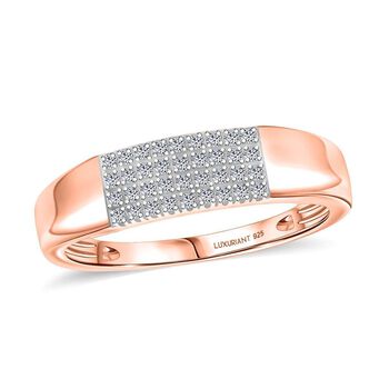 LUXURIANT VS-EF Labor Diamant Ring, 925 Silber 750 Ros&eacute;gold Vermeil - 0,20 ct.