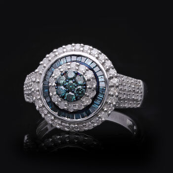 Blauer und wei&szlig;er Diamant-Ring - 1,50 ct.